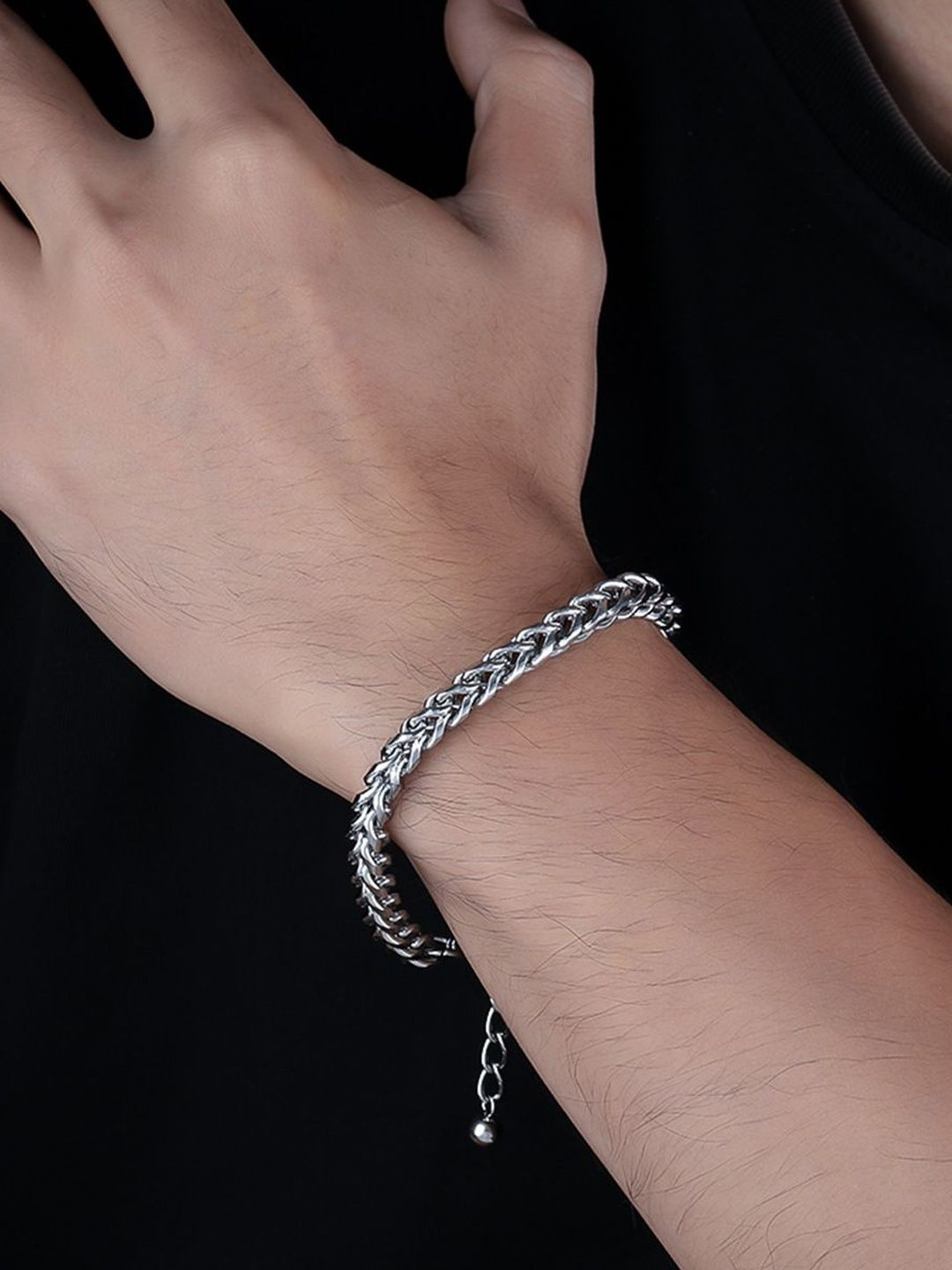 Men Handcrafted Silver-Plated Armlet Bracelet
