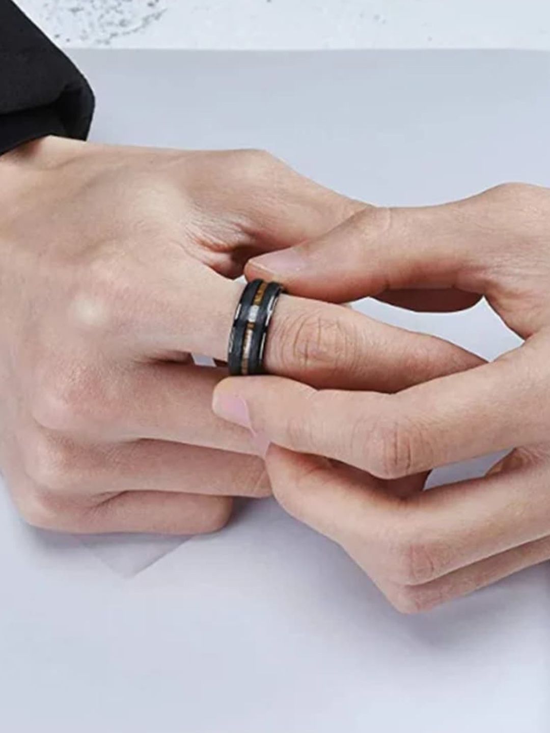 SALTY Men Stainless Steel Retro Tungsten Finger Ring