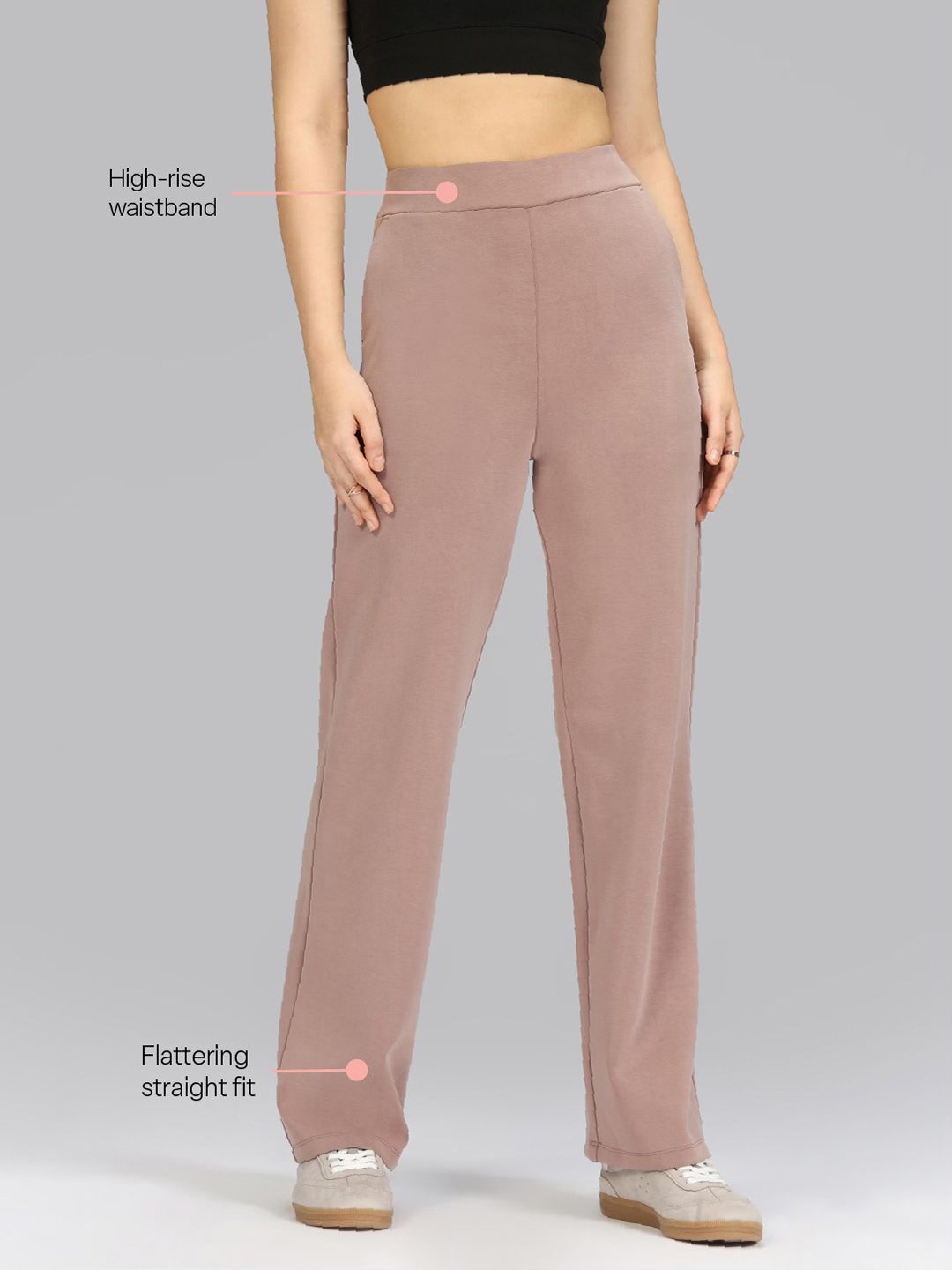Women High-Rise Bare Butter Straight Fit Regular Pants