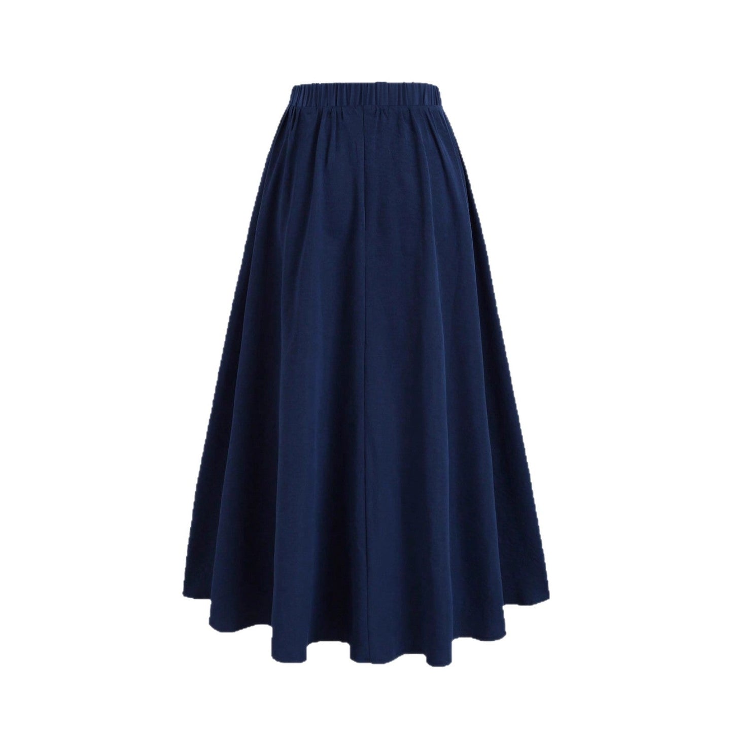 High-Waist A-Line Maxi Skirt with Elastic Waist