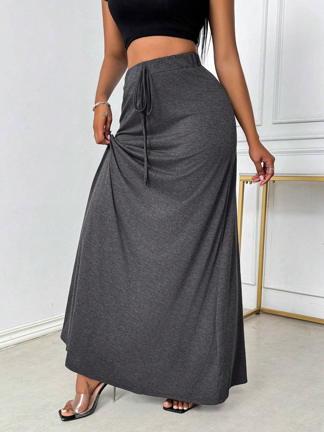 High-Waist Maxi Skirt with Drawstring Detail
