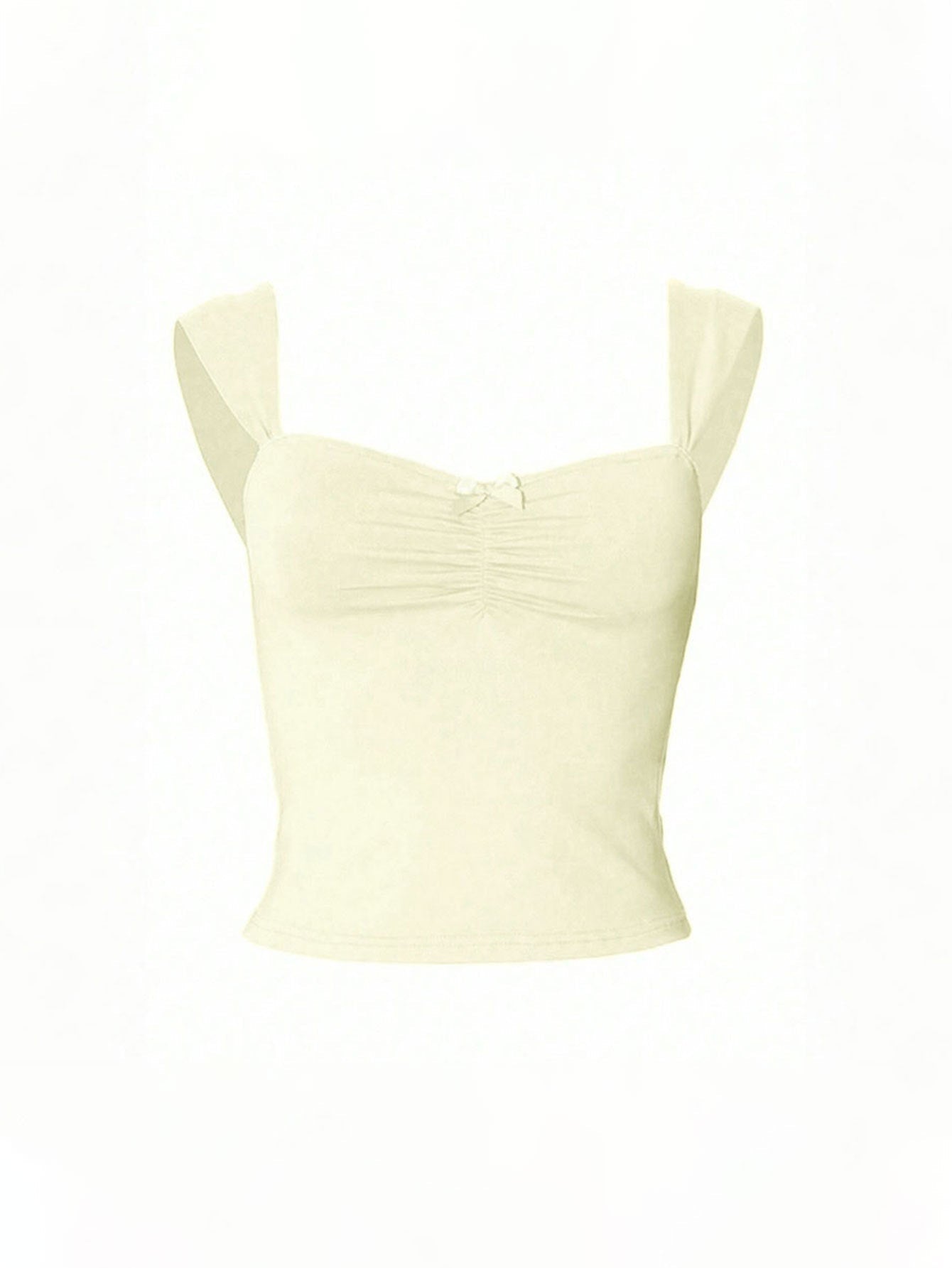 Slim Fit Ruched Crop Top with Bow Detail