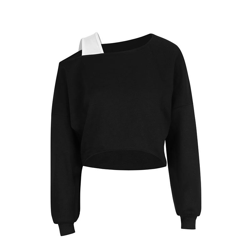 Cropped Long Sleeve Top with Off-Shoulder Neckline