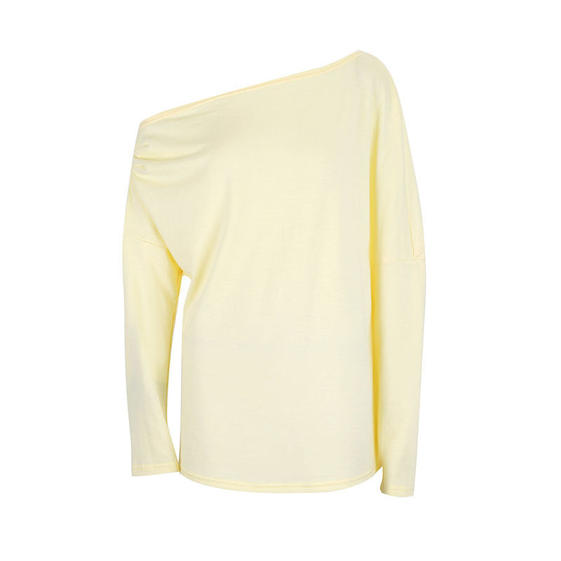 Loose Knit Top with Off-Shoulder and Long Sleeves