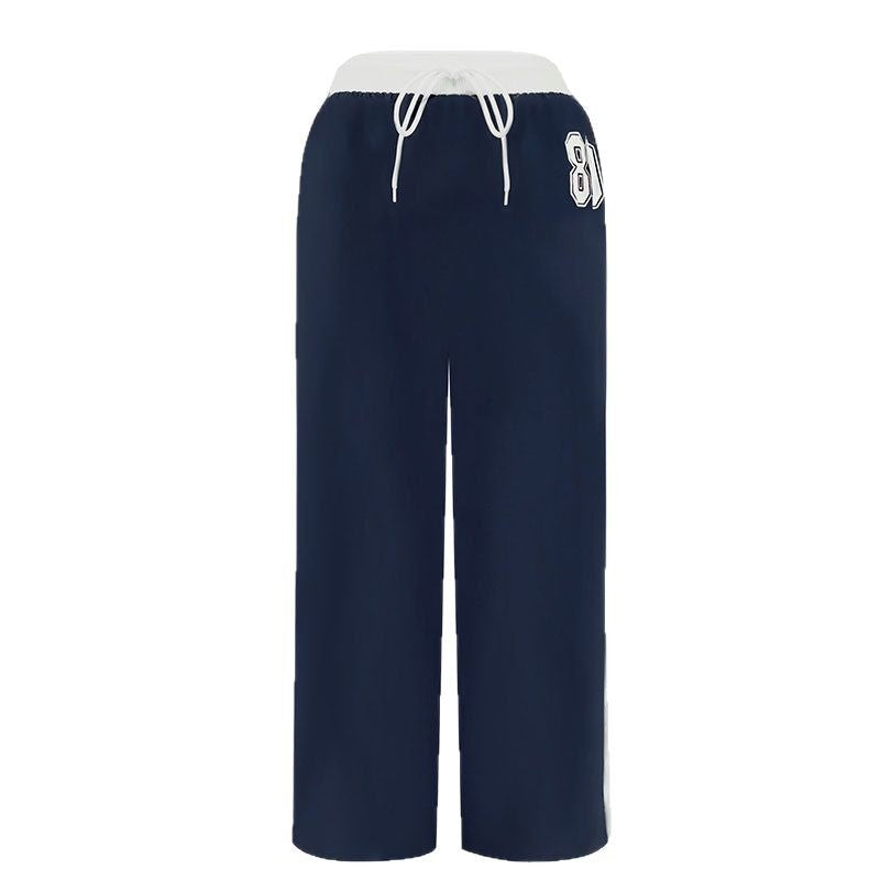 Wide-Leg Track Pants with High Waist and Side Stripes