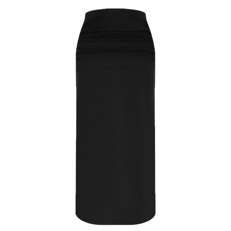 High-Waisted Ruched Fishtail Maxi Skirt