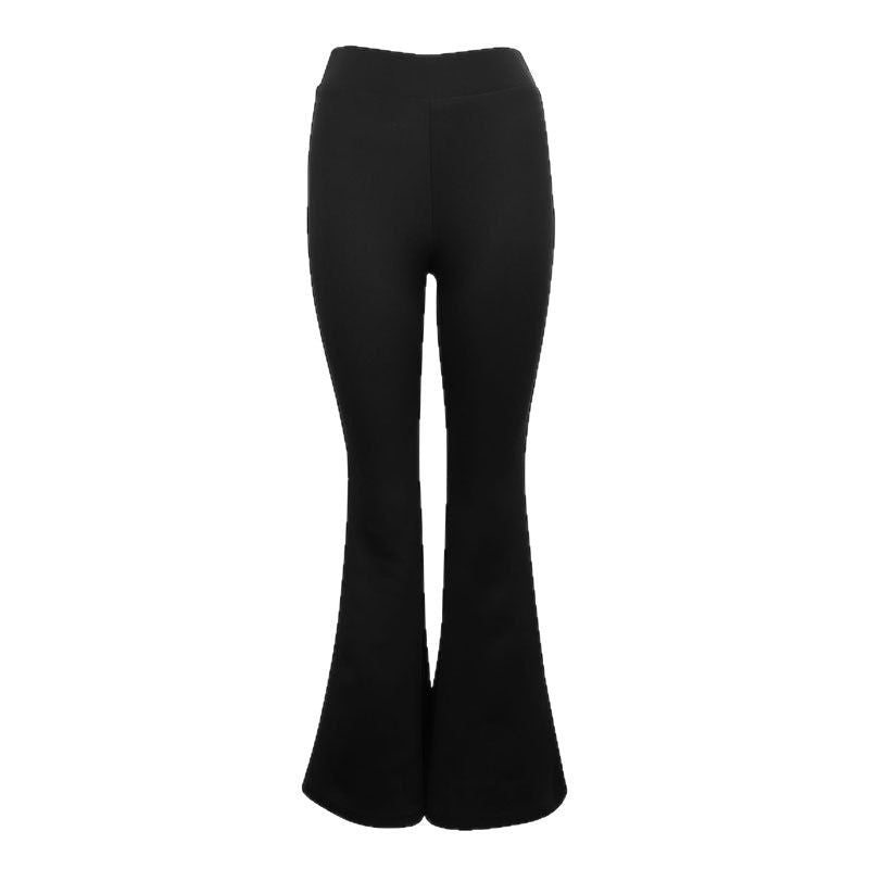 High-Waist Slightly Flared Pants in Solid Black