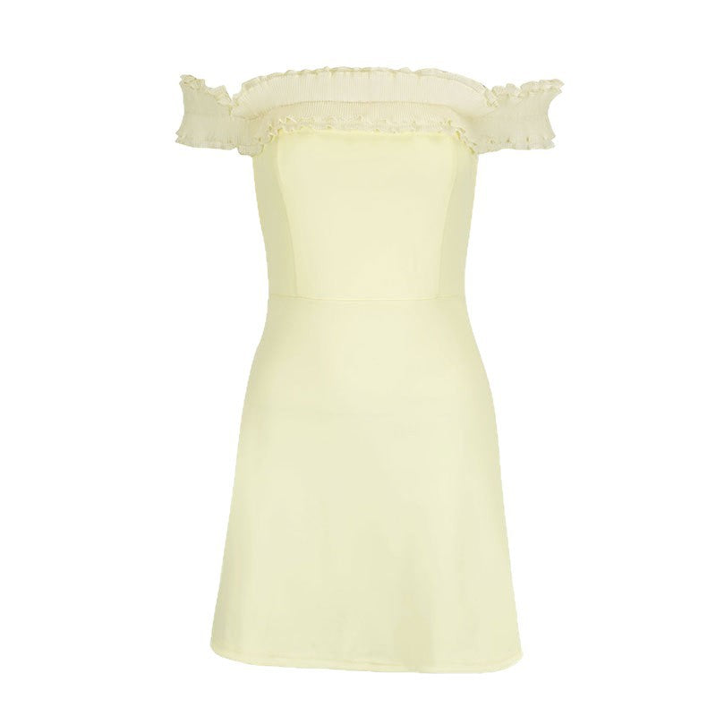 Solid Off-Shoulder Bodycon Mini Dress with Ruffled Trim