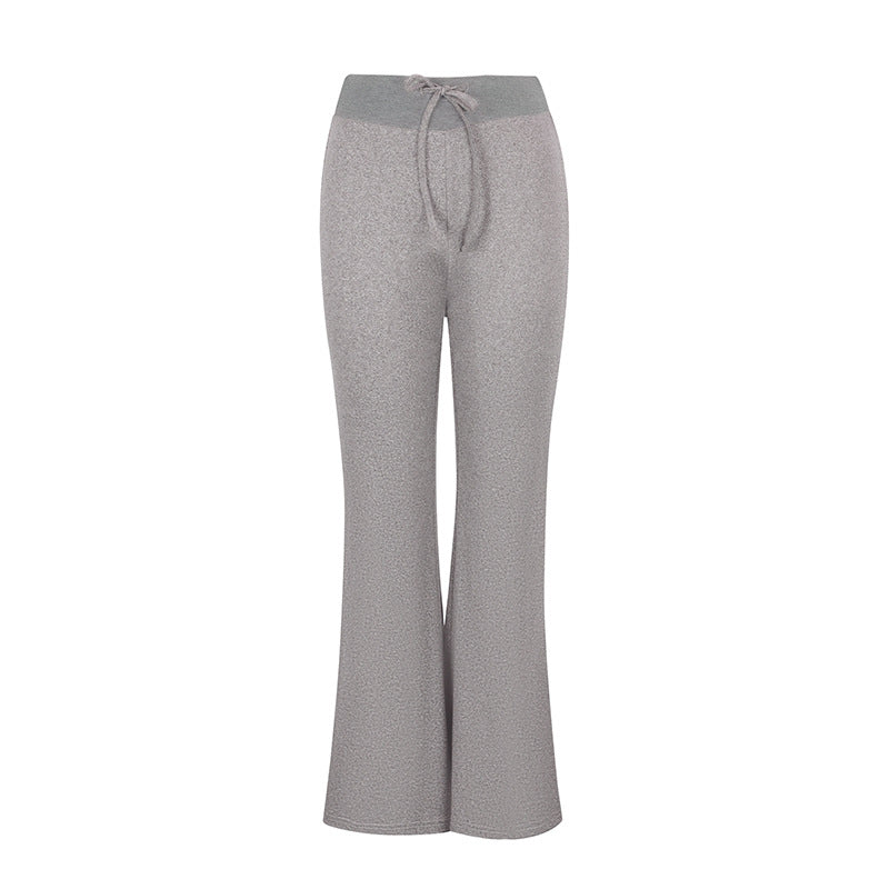 High-Waist Flared Pants with Drawstring Detail