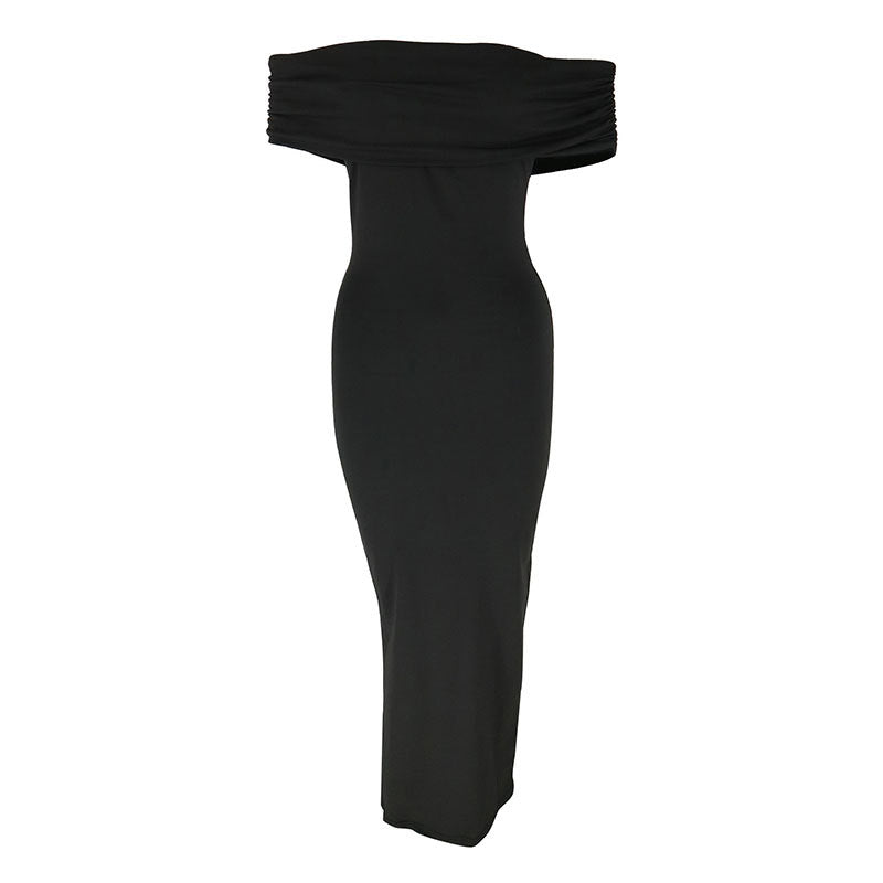 Off-the-Shoulder Bodycon Maxi Dress with Side Slit