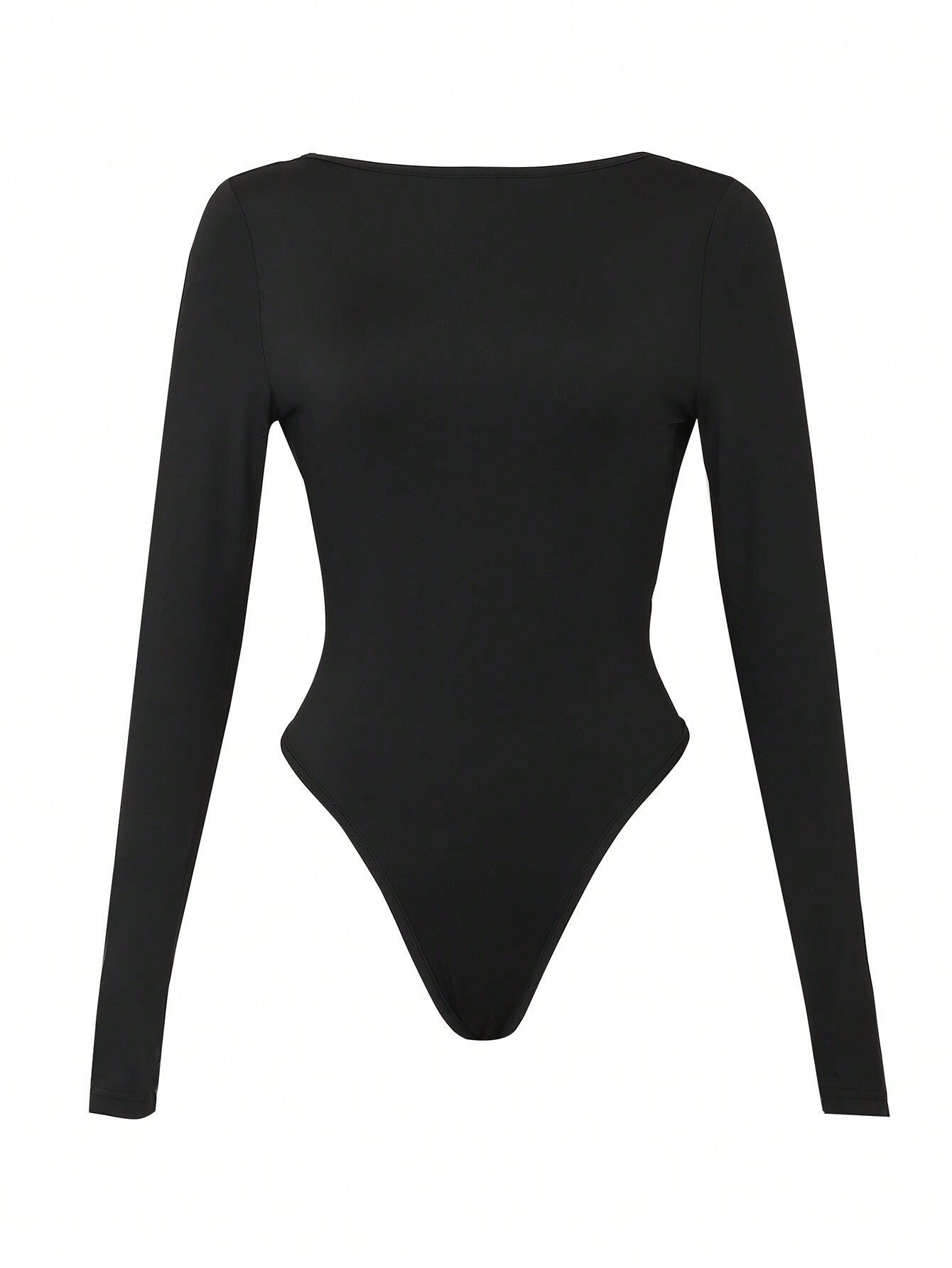 Slim Fit Backless Bodysuit with Long Sleeves