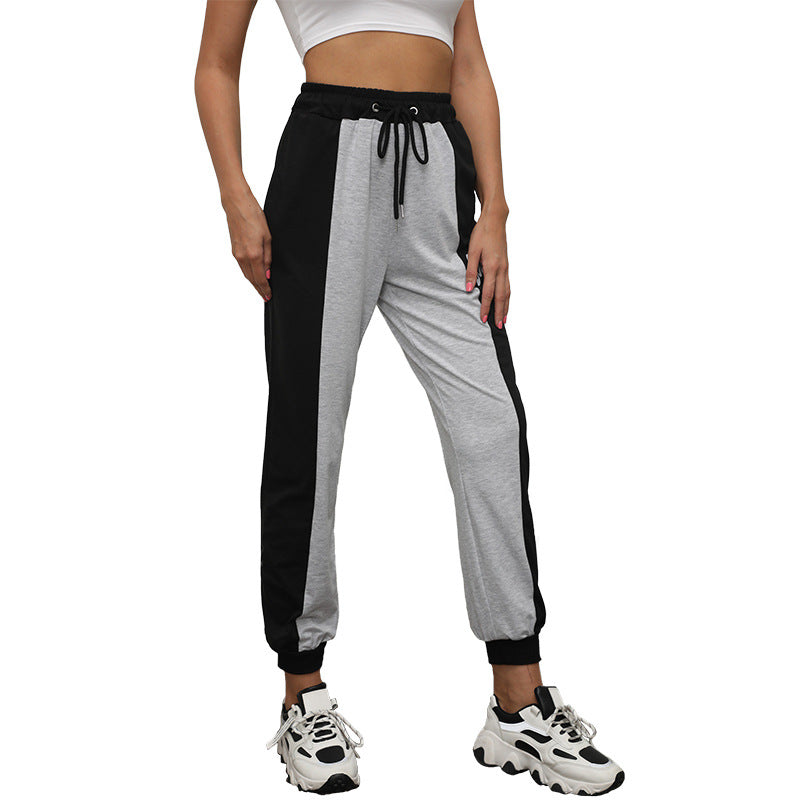 Color-Block Joggers with High-Waist and Letter Print