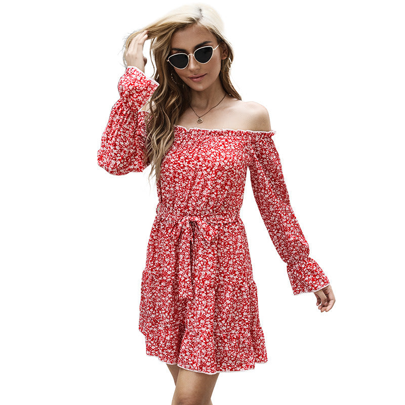 Floral Off-the-Shoulder Mini Dress with Tiered Skirt