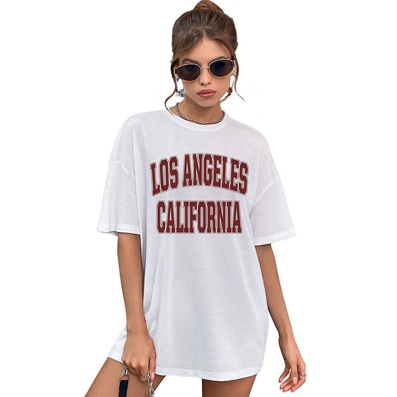 Oversized Letter Print T-Shirt with Crewneck
