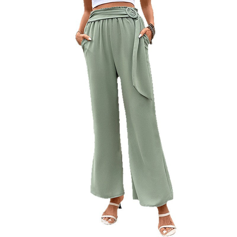 Wide-Leg Pants with High-Waist and Belt