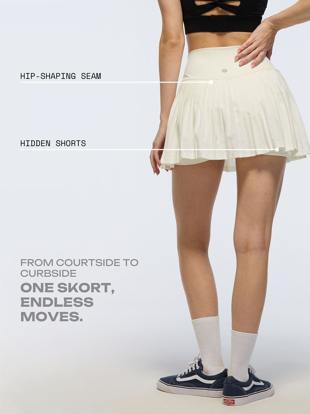 Ivory Plie Pleated Skort