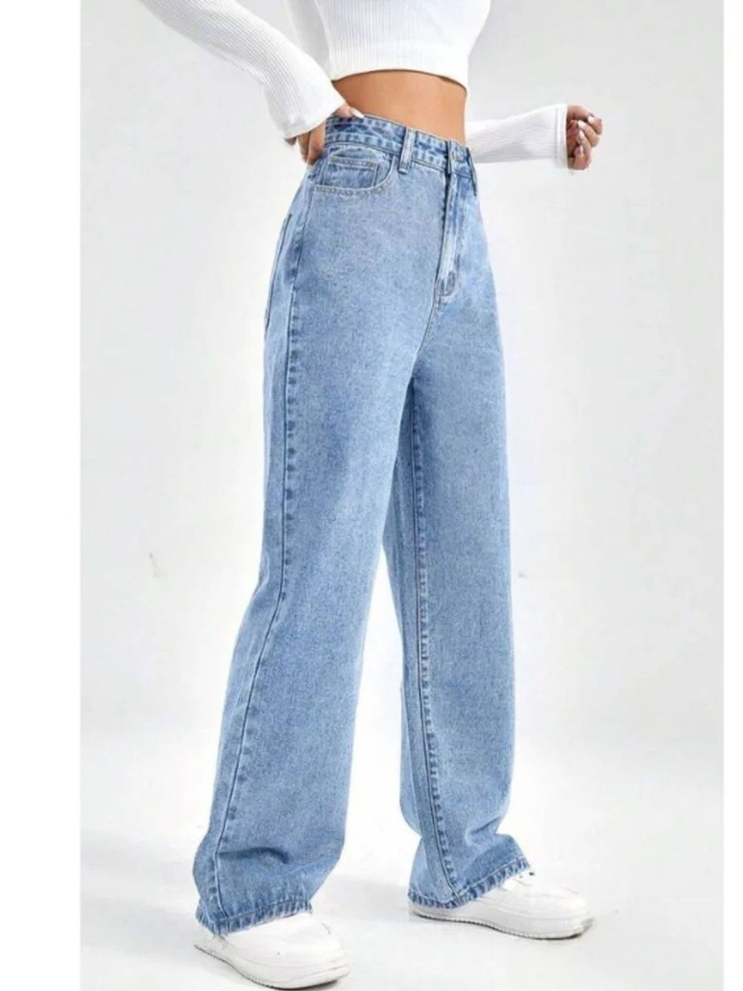 Women Comfort Wide Leg High-Rise Light Fade Stretchable Jeans