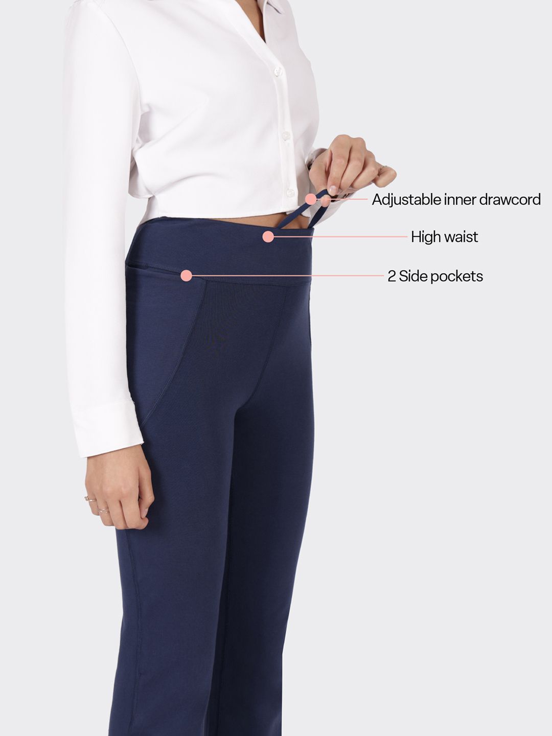 Women Plus Size High Waist Groove In Cotton Flare Track Pants