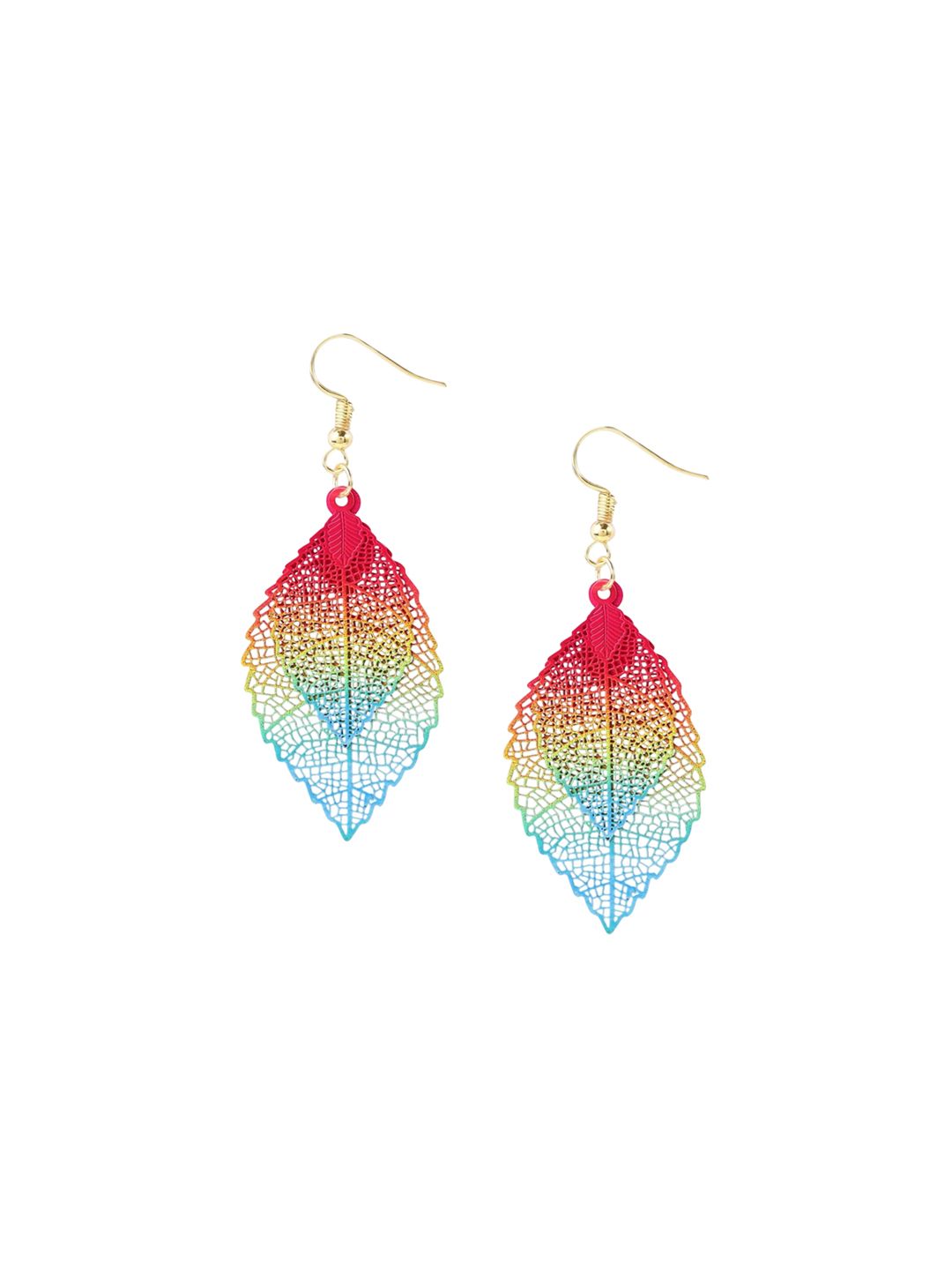 Gold-Plated Leaf Shaped Drop Earrings