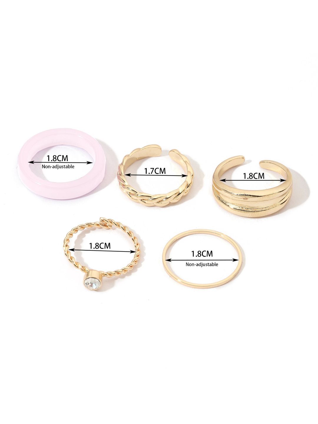 SALTY Set Of 5 Livia Stylish Adjustable Finger Ring