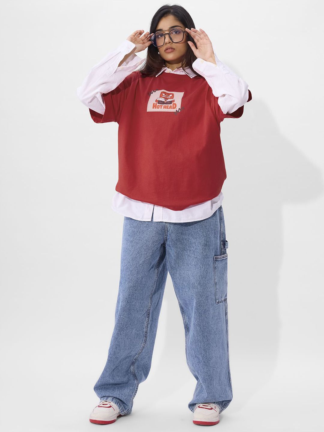 Women Oversized Inside Out Red Tshirts