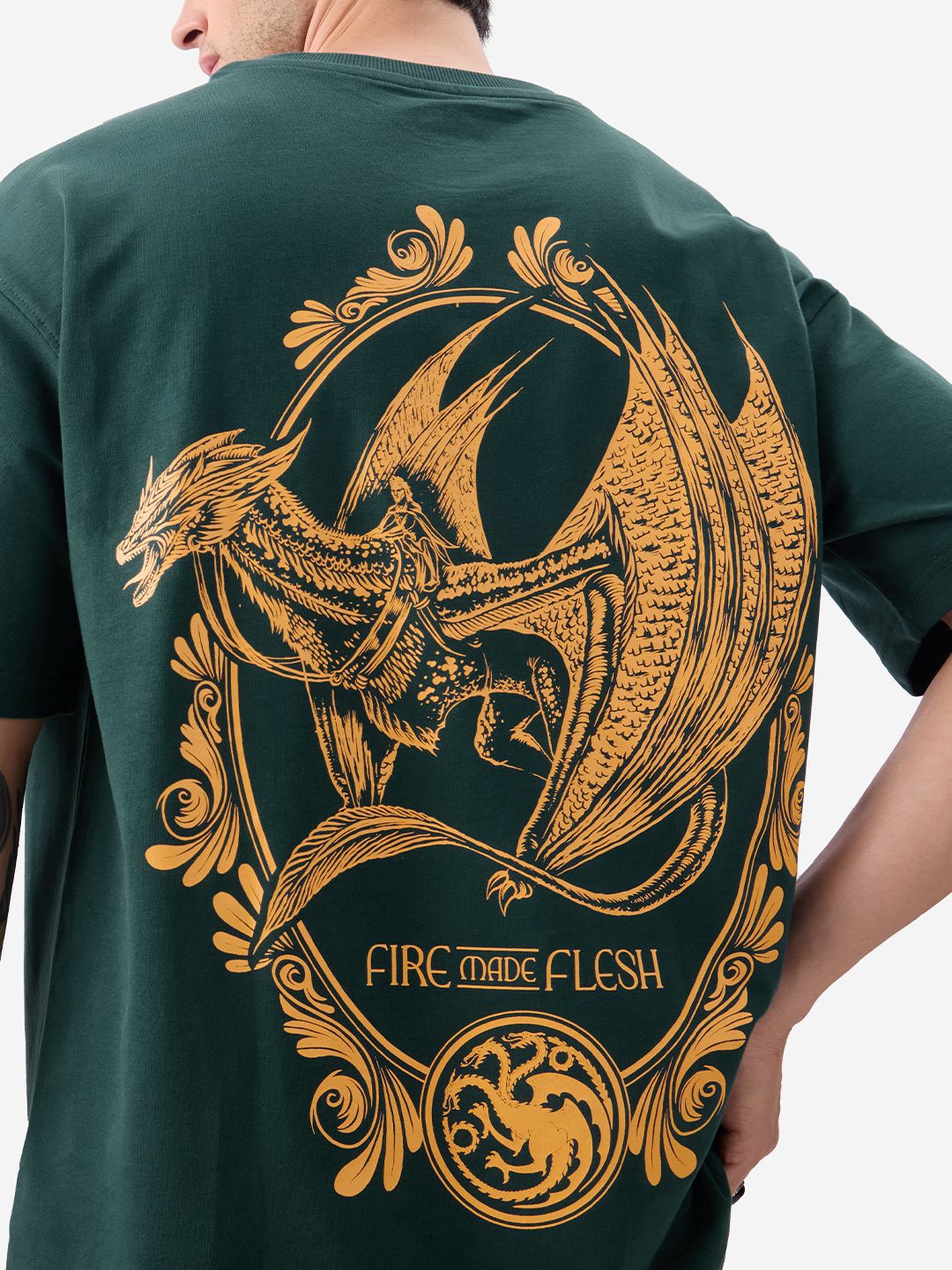 Men Oversized House Of Dragon Green Tshirts