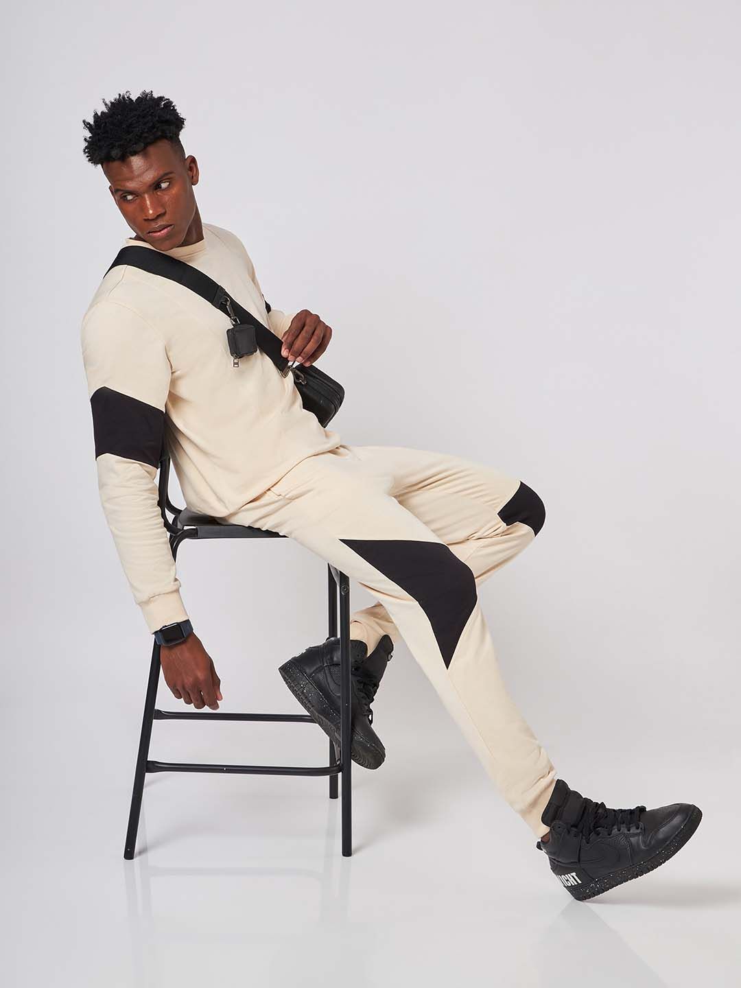 Beirut Beige And Black Patchwork Sweatshirt