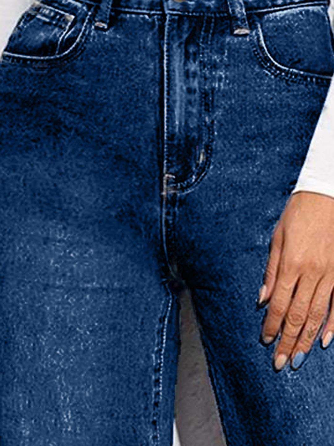 Women Flared High-Rise Clean Look No Fade Jeans