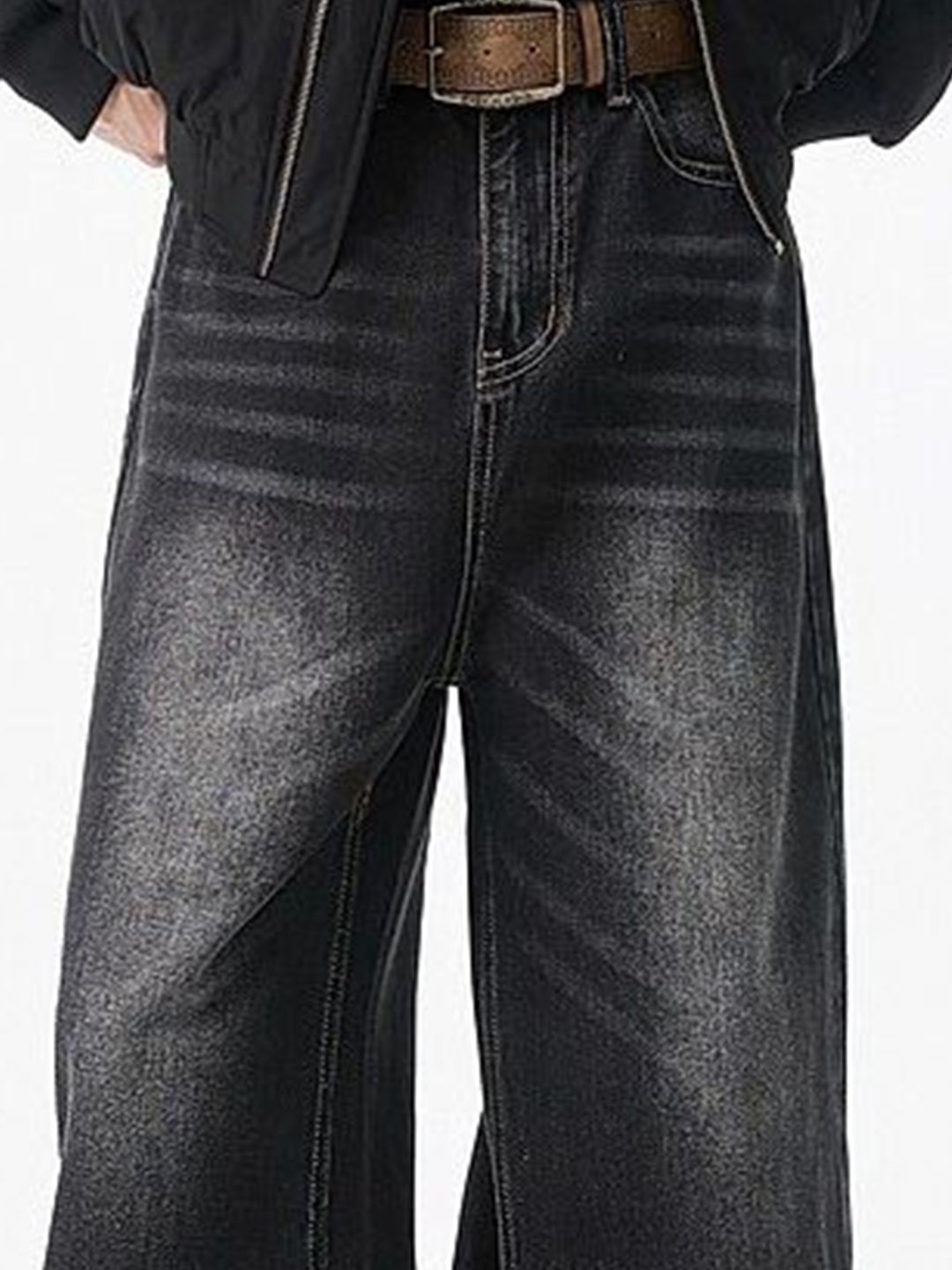 Men Wide Leg Mid-Rise Light Fade Jeans