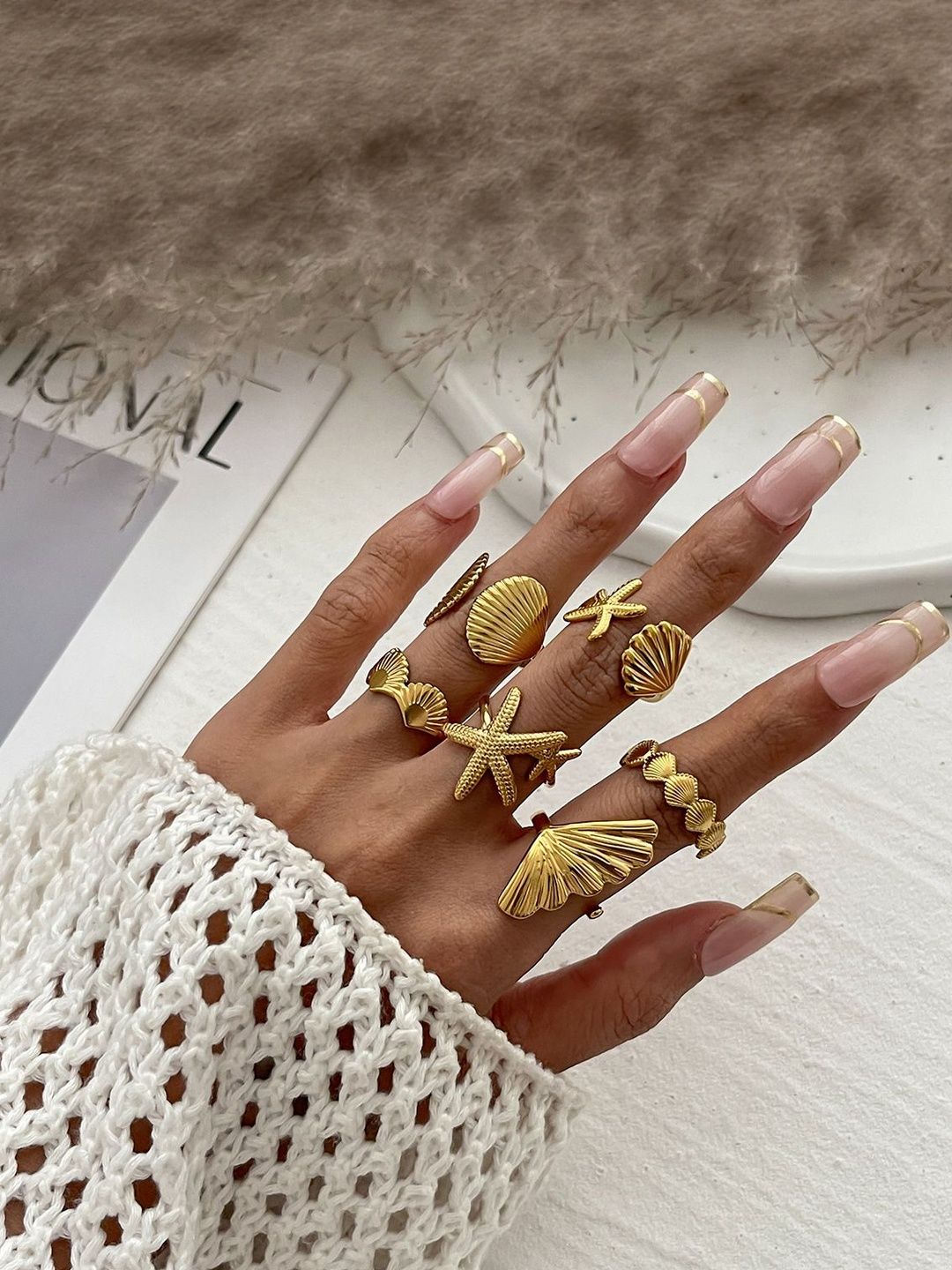 Women Set Of 6 Western Adjustable Finger Ring
