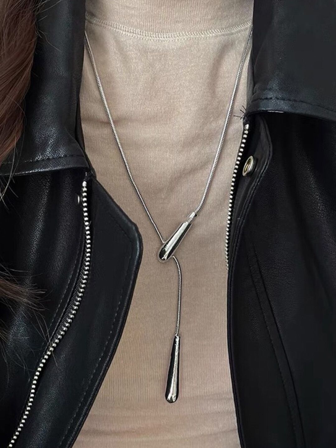SALTY Women Stainless Steel Silken Lariat Chain