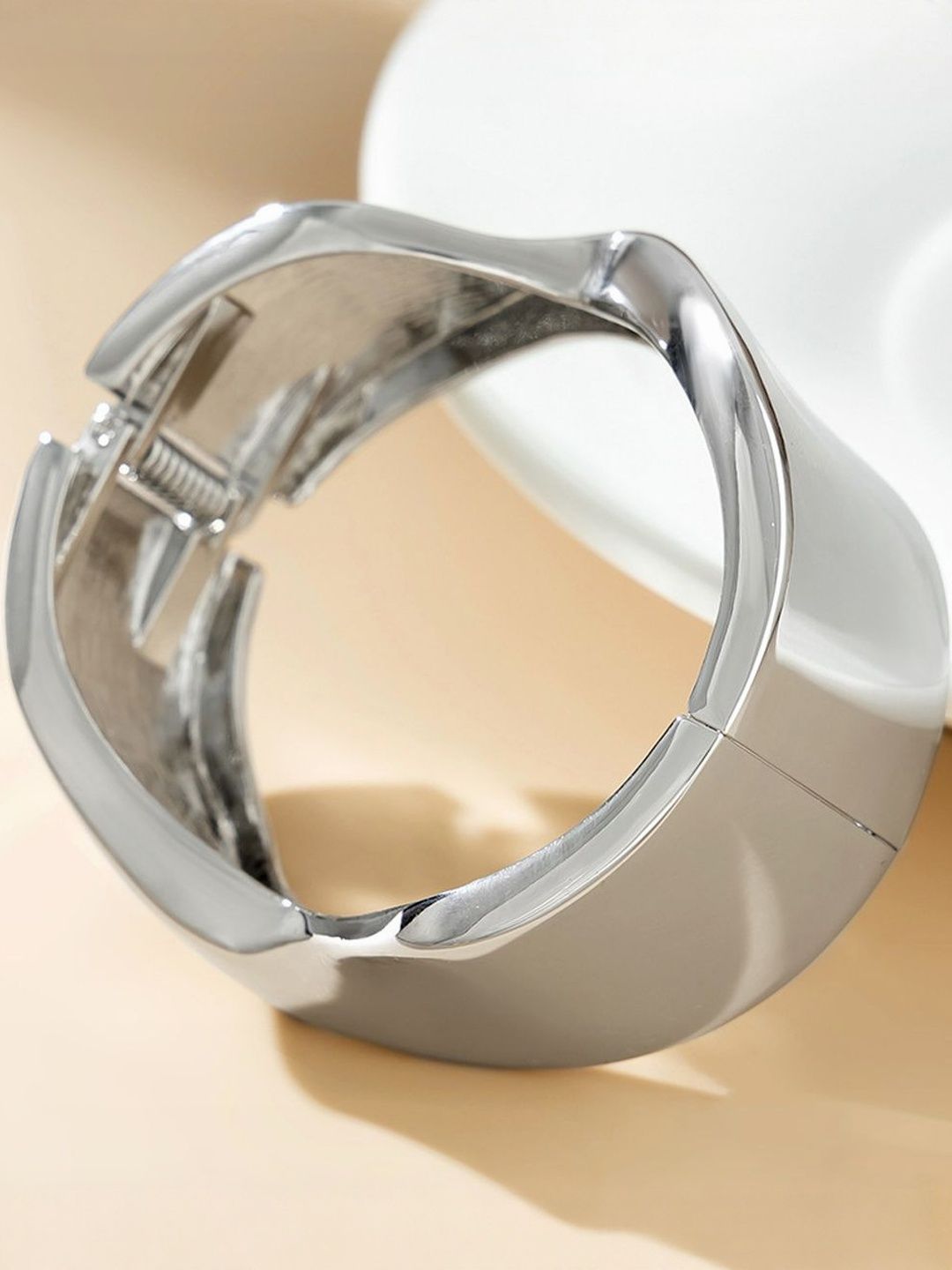 Men Handcrafted Silver-Plated Cuff Bracelet