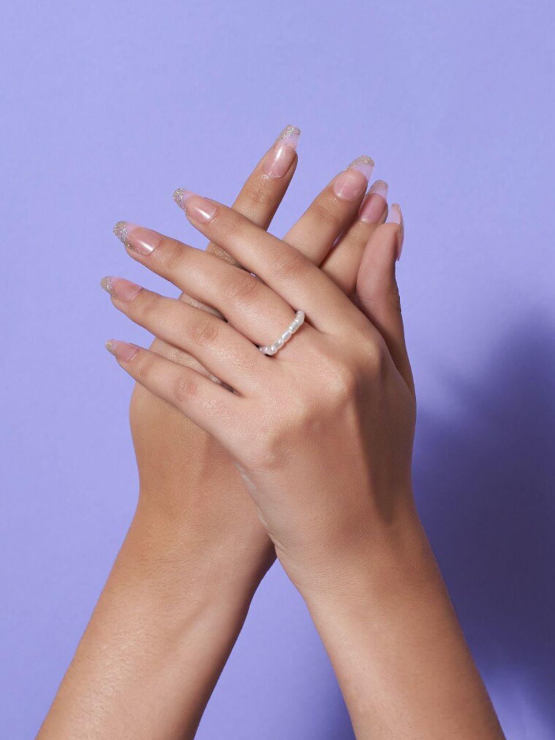 SALTY Gold-Plated Beaded Adjustable Chain Linked Ring