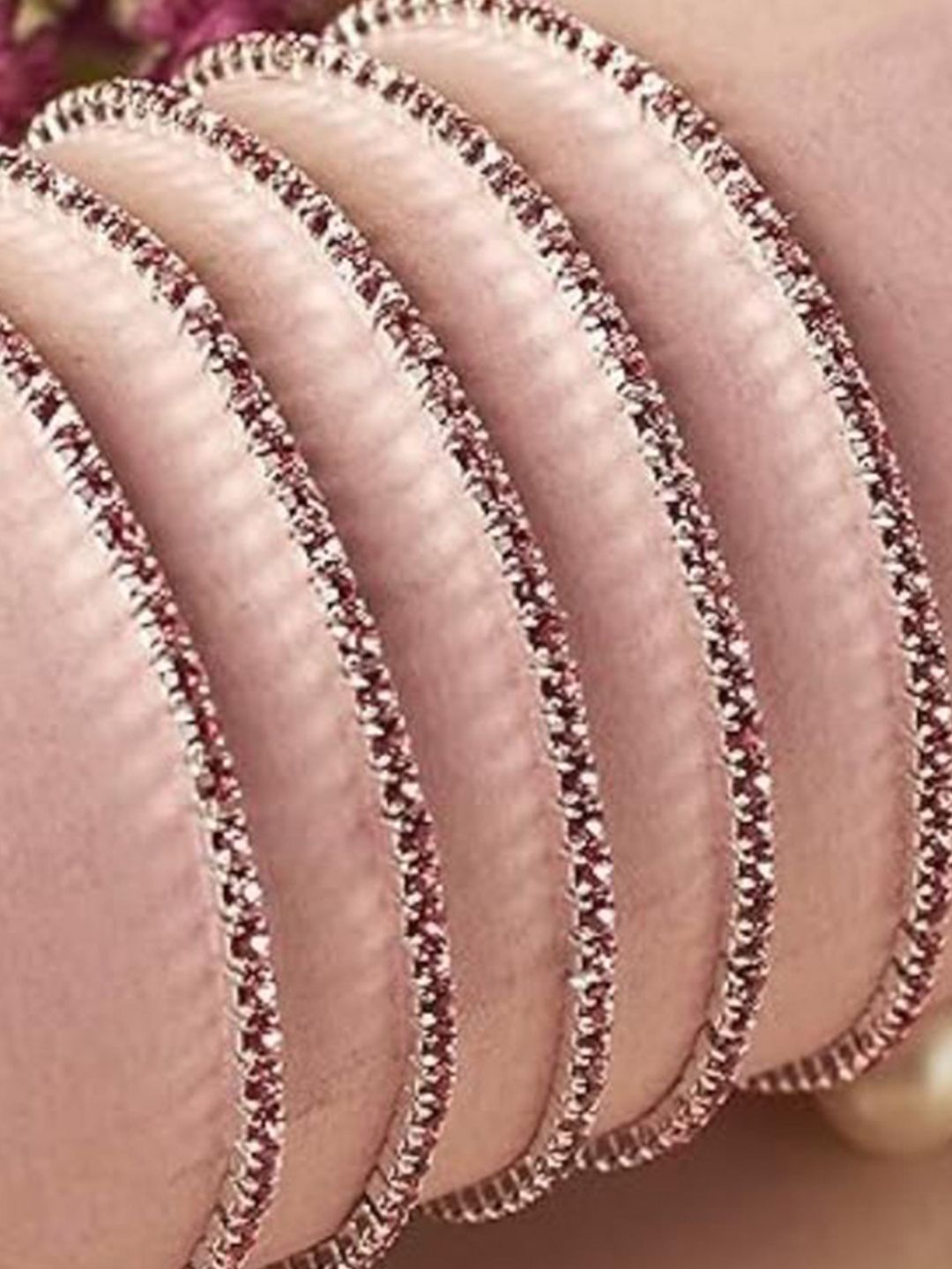 SALTY Women Set of 5 Stone Studded Rich Mulberry Stretchable Elasticated Bracelets