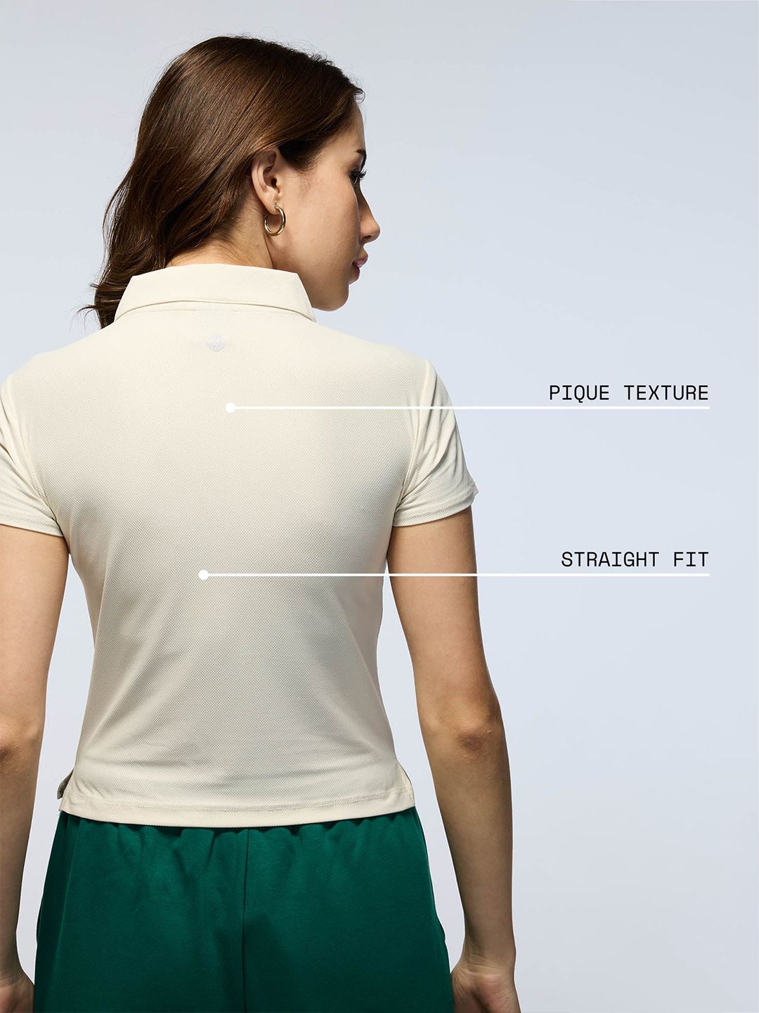 White Techpique Cropped Polo