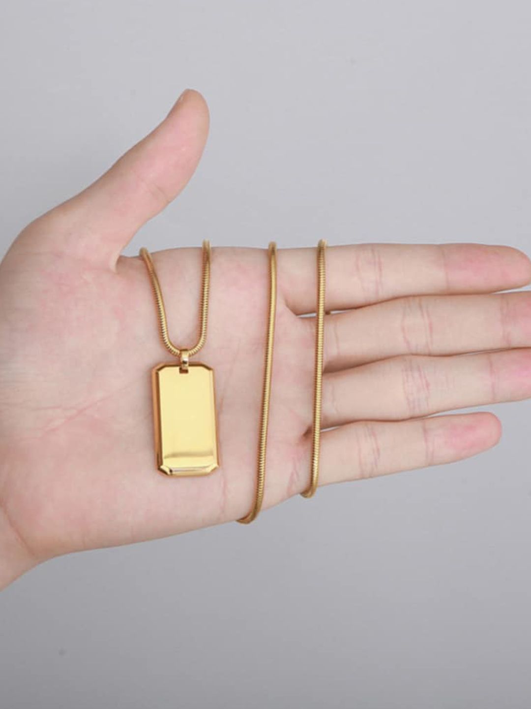 SALTY Men Stainless Steel Square Pendants with Chains