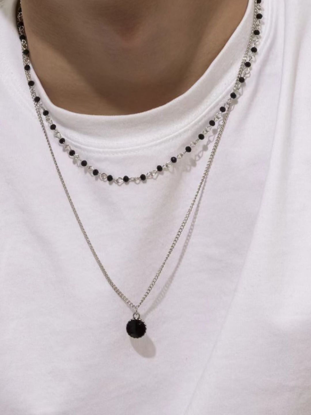SALTY Men Stainless Steel Knight's Elegance Layered Pendant with Chain