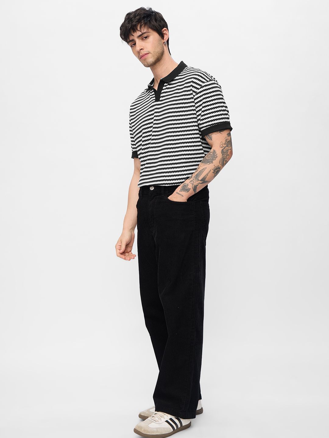 Men Oversized Jacquard Polo White Tshirts