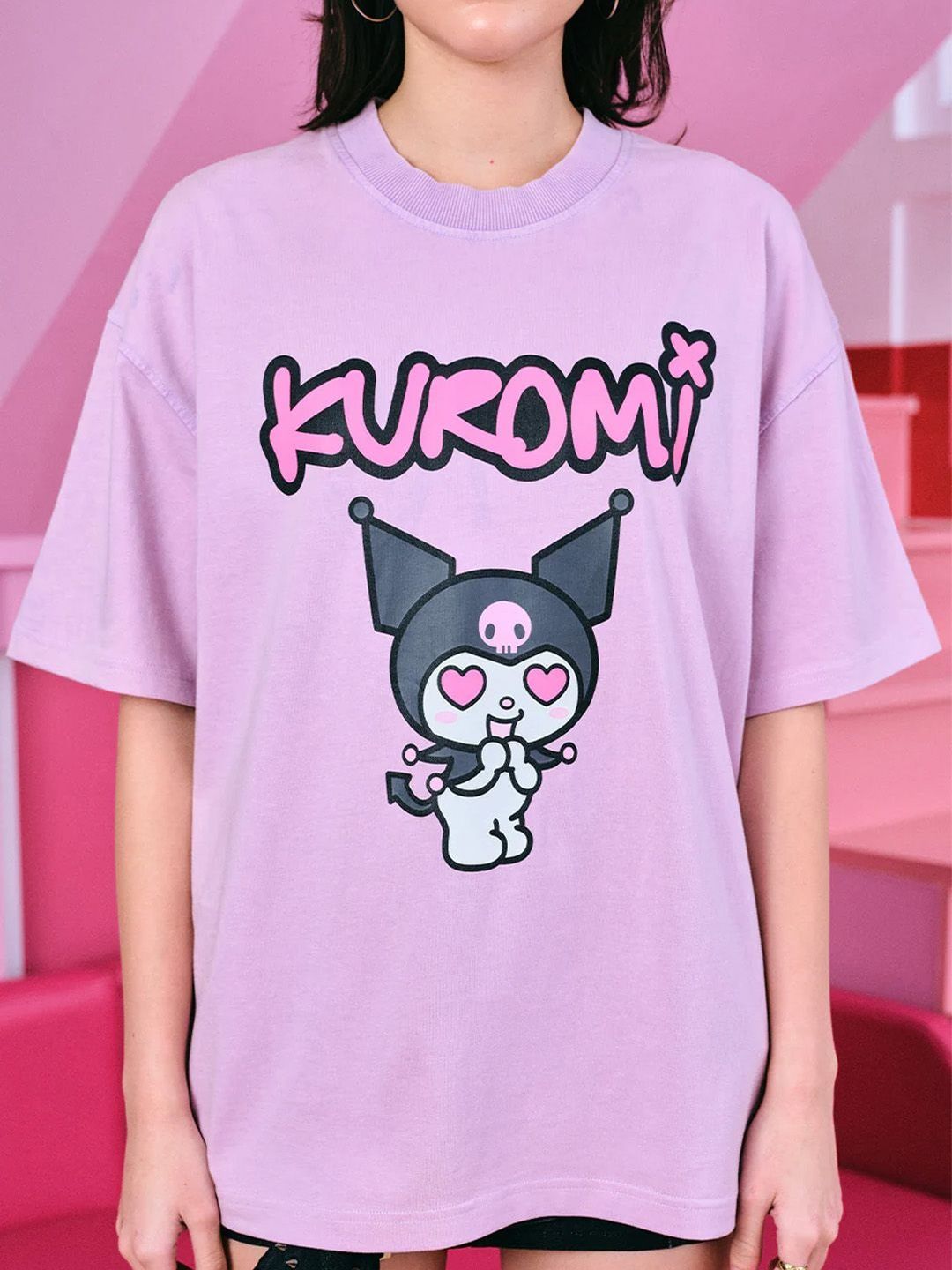 Women Printed Raw Edge T-shirt