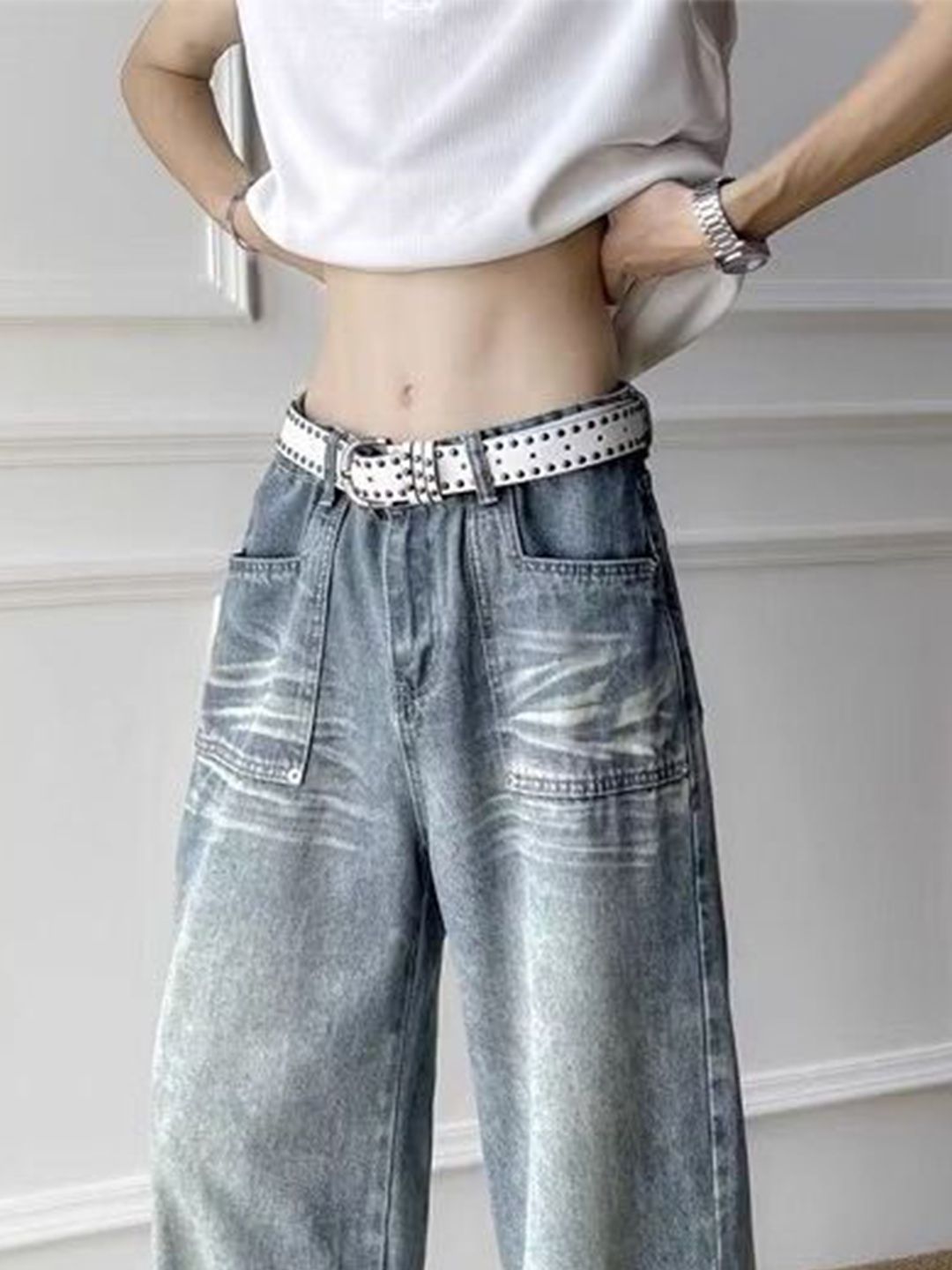 Men Flared Low-Rise Cotton Jeans
