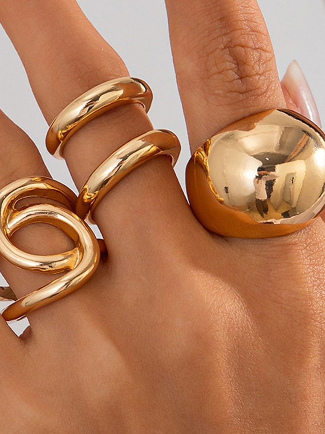 Set of 3 Gold-Plated Finger Ring