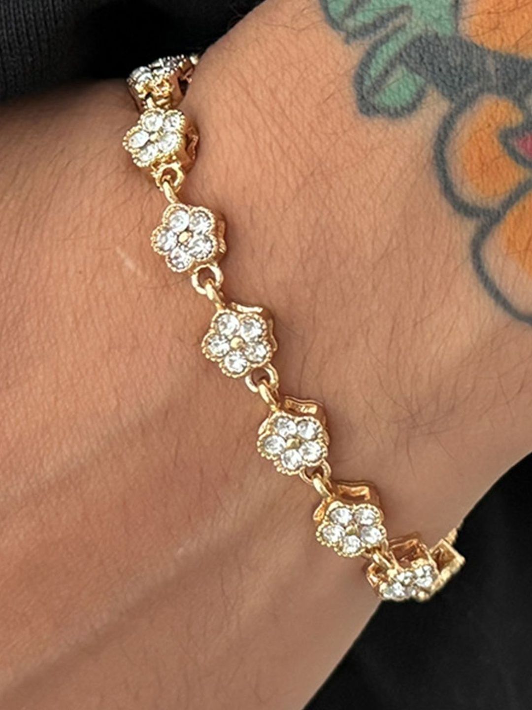 Men Handcrafted Gold-Plated Charm Bracelet