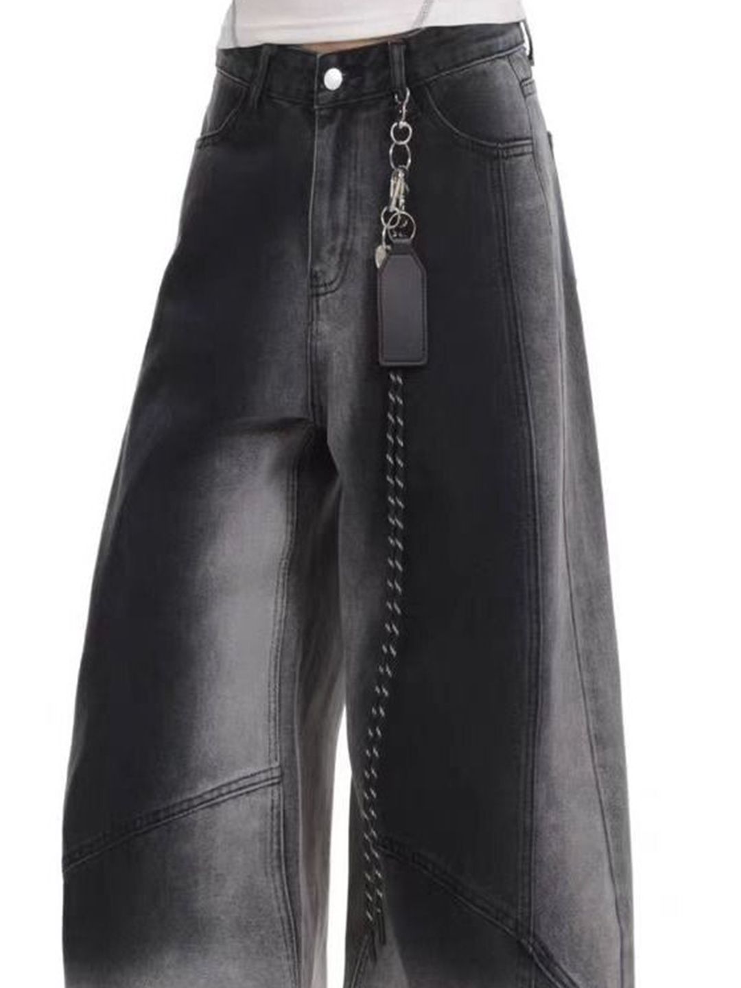 Women Wide Leg Mid-Rise Heavy Fade Jeans
