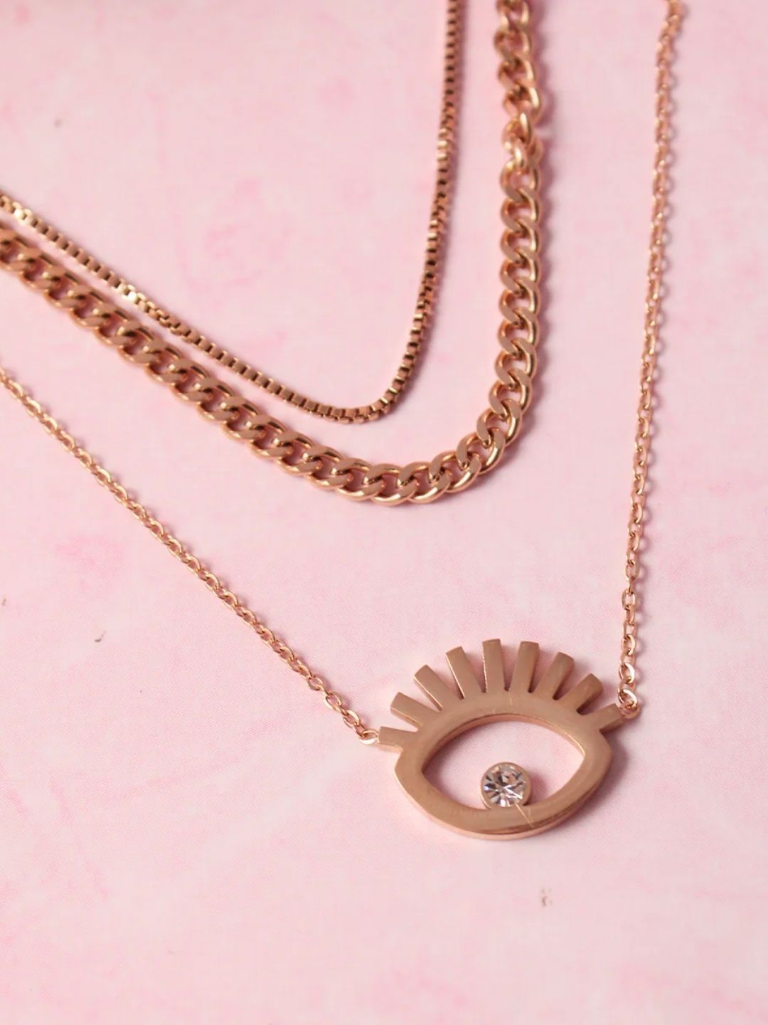 SALTY Set Of 2 Artificial Stones-Studded Evil Eye & Sapphire Necklaces