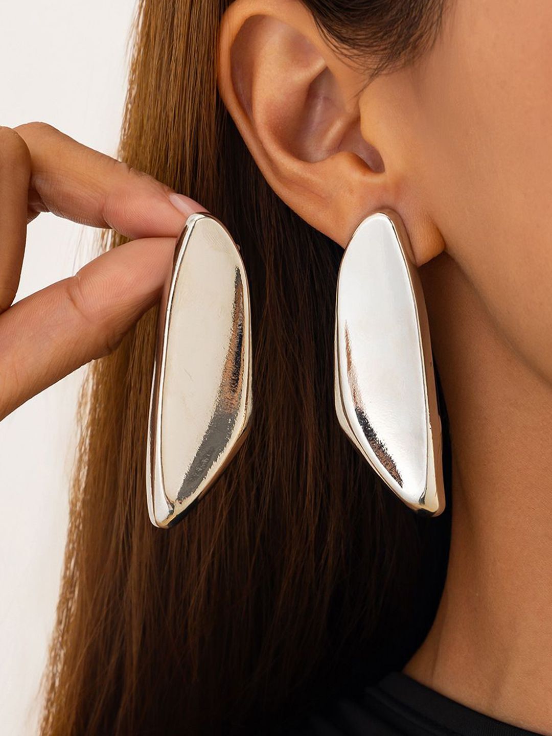 Silver-Plated Contemporary Drop Earrings