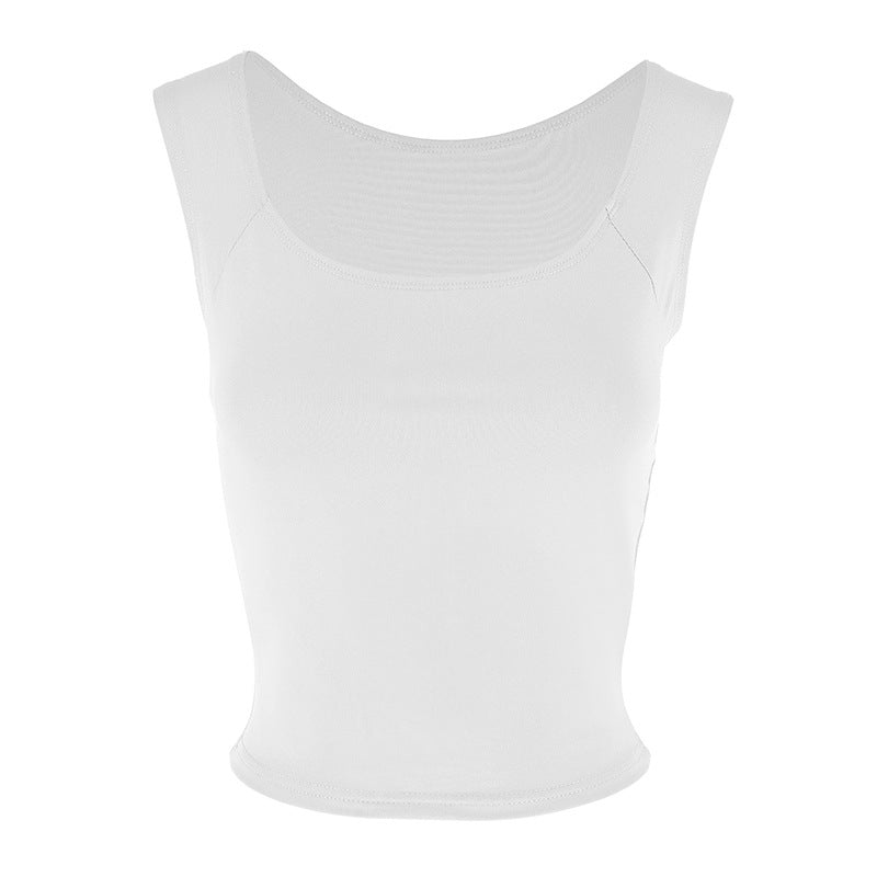Slim Fit Square Neck Crop Top with Cap Sleeves