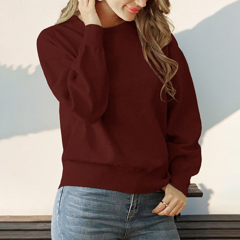 Heart Pattern Knit Pullover with Round Neck