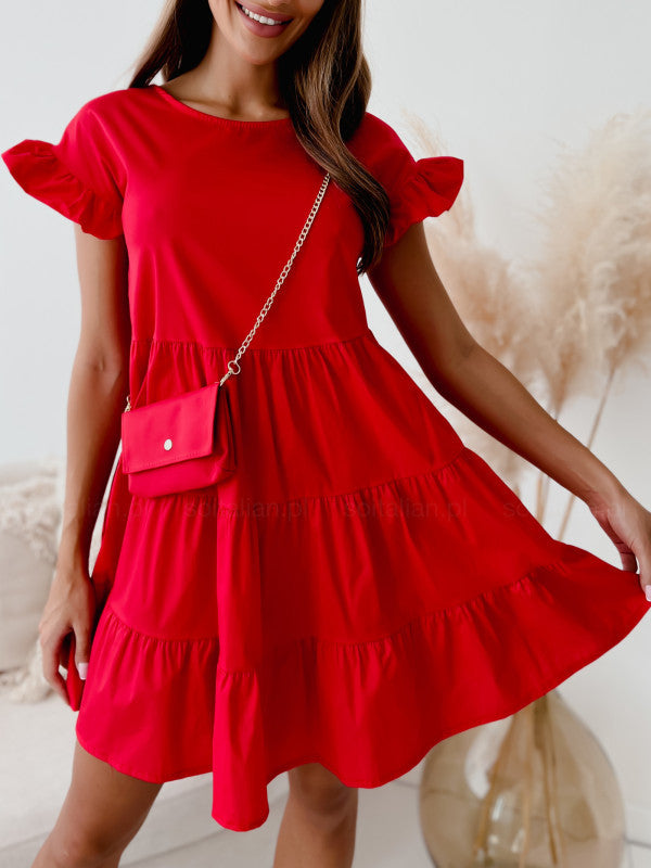 Babydoll Dress with Tiered Skirt and Ruffled Sleeves
