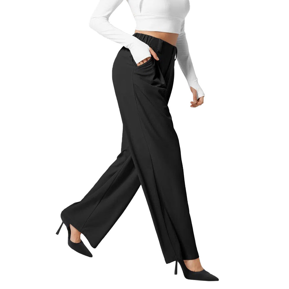 Wide-Leg High-Waisted Trousers with Front Pleats