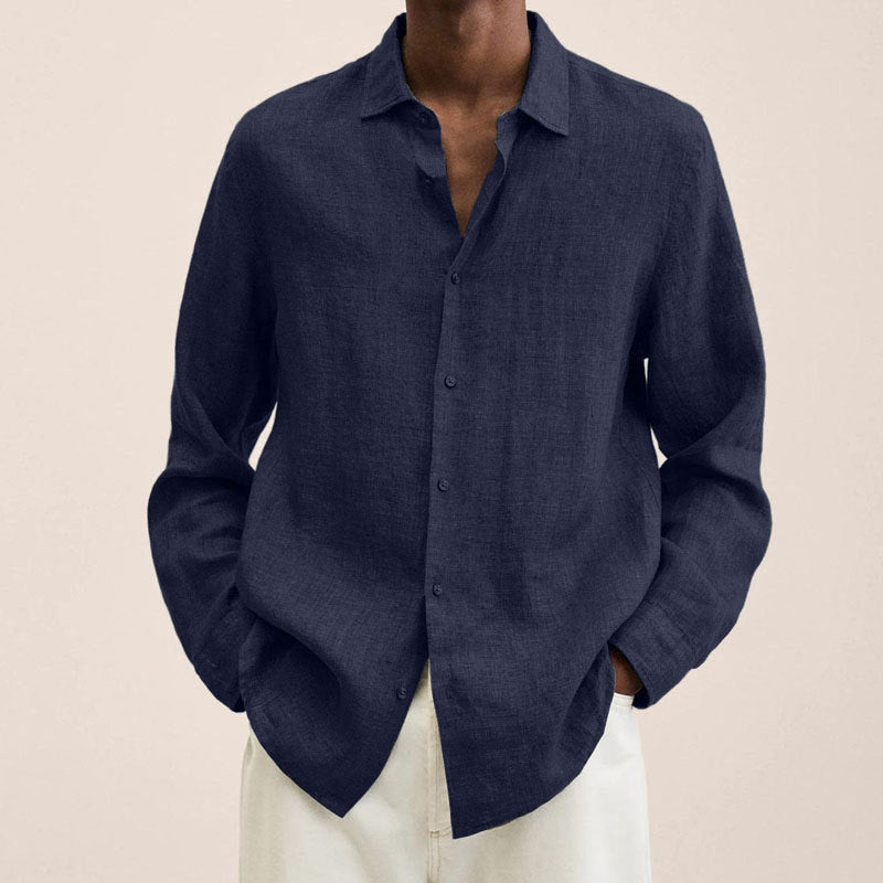 Loose-Fit Linen Blend Button-Down Shirt